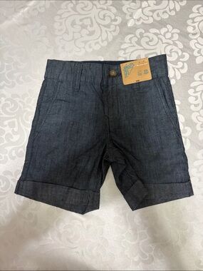 Kids Dark Blue Jean Shorts with Turn-Up Hem